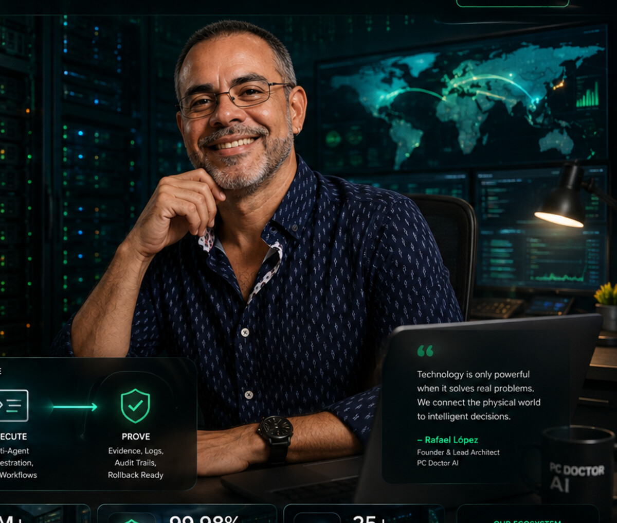 PC Doctor AI founder in an AI operations environment
