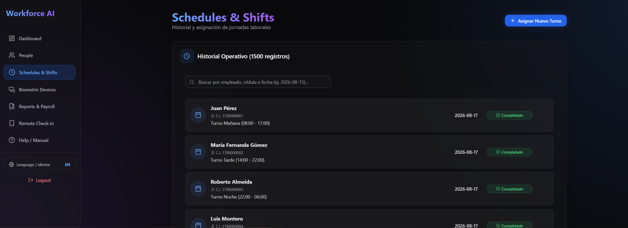 Schedules and shifts